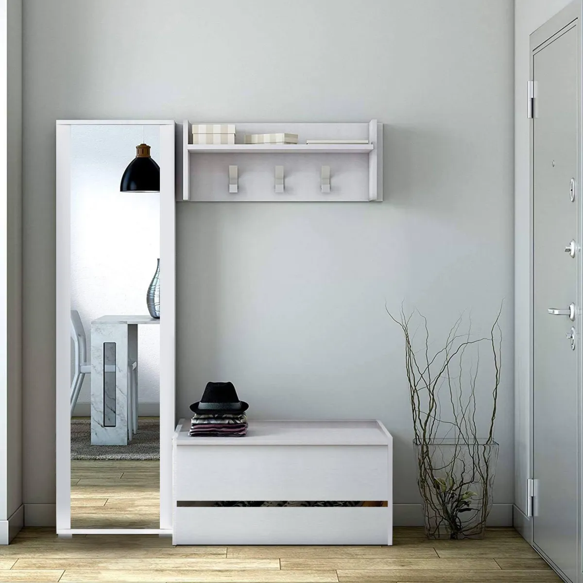 Mobili Da Ingresso|Ingresso > Dmora Mobile da ingresso sospeso con cassetto 90x46h cm - Actinolite Bianco