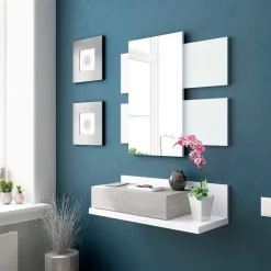 Mobili Da Ingresso|Ingresso > Dmora Mobile da ingresso sospeso con cassetto bianco lucido e noce 75x90h cm - Anro Marrone Noce, Bianco Lucido