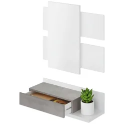 Mobili Da Ingresso|Ingresso > Dmora Mobile da ingresso sospeso con cassetto bianco lucido e noce 75x90h cm - Anro Marrone Noce, Bianco Lucido
