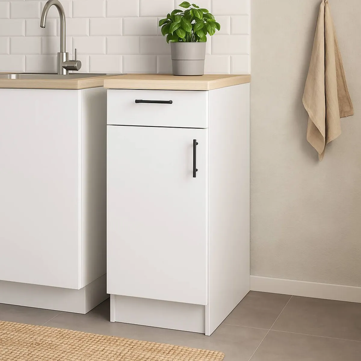 Mobili Dispensa > Dmora Mobile dispensa 40x90h cm bianco e rovere - Orvia Marrone, Bianco Rovere