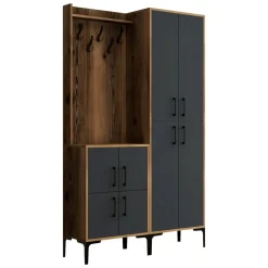 Mobili Da Ingresso|Ingresso > Dmora Mobile ingresso 4 ante noce e antracite 120x200h cm - Eufemia Nero Antracite, Marrone Noce