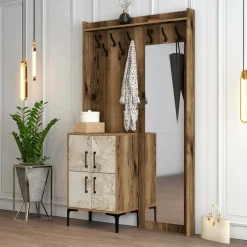 Mobili Da Ingresso|Ingresso > Dmora Mobile ingresso 2 ante noce e bianco 120x200h cm - Isidore Bianco, Marrone Noce