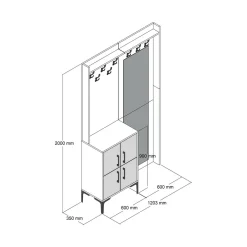 Mobili Da Ingresso|Ingresso > Dmora Mobile ingresso 2 ante noce e bianco 120x200h cm - Isidore Bianco, Marrone Noce