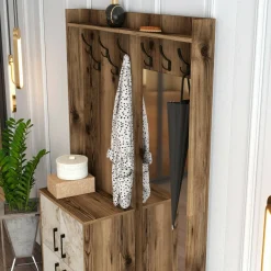 Mobili Da Ingresso|Ingresso > Dmora Mobile ingresso 2 ante noce e bianco 120x200h cm - Isidore Bianco, Marrone Noce