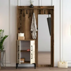 Mobili Da Ingresso|Ingresso > Dmora Mobile ingresso 2 ante noce e bianco 120x200h cm - Isidore Bianco, Marrone Noce
