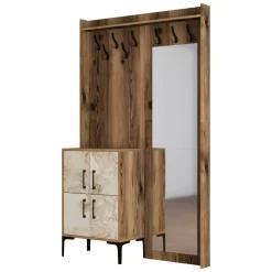 Mobili Da Ingresso|Ingresso > Dmora Mobile ingresso 2 ante noce e bianco 120x200h cm - Isidore Bianco, Marrone Noce