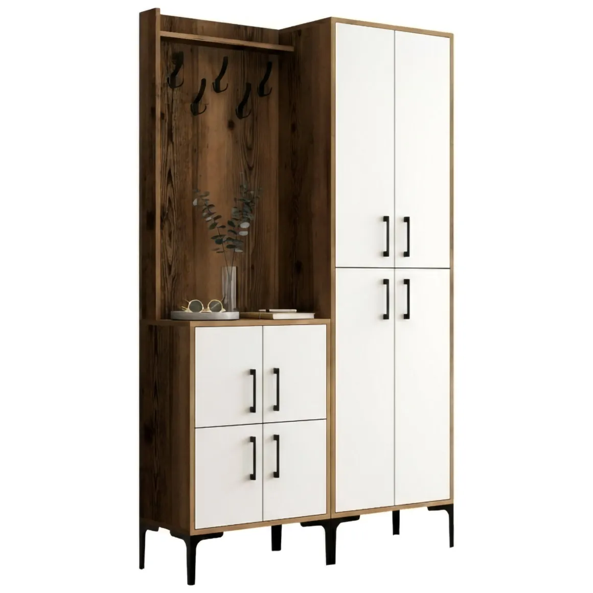 Mobile ingresso 4 ante noce e bianco 120x200h cm - Eufemia