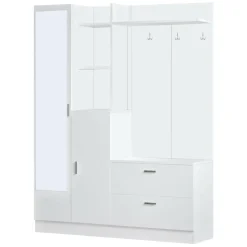 Mobili Da Ingresso|Ingresso > Dmora Mobile ingresso appendiabiti 140x181h cm - Anumali Bianco