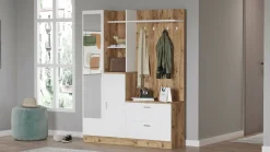 Mobile ingresso appendiabiti quercia e bianco 140x181h cm - Anumali