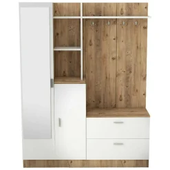 Mobile ingresso appendiabiti quercia e bianco 140x181h cm - Anumali