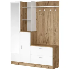 Mobile ingresso appendiabiti quercia e bianco 140x181h cm - Anumali