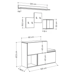 Mobile ingresso a scacchi sospeso 2 ante bianco 120x76h cm - Lariana