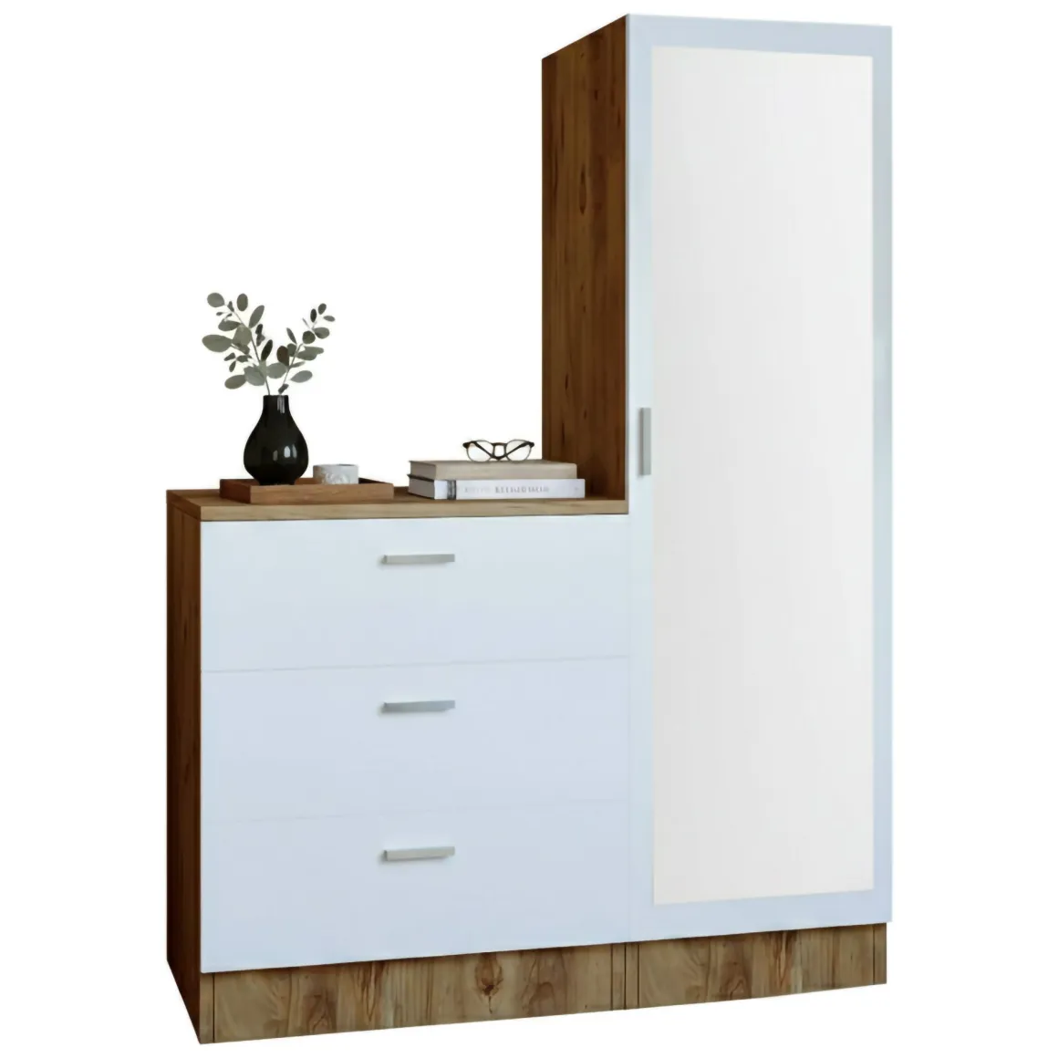 Mobile ingresso con 3 cassetti quercia e bianco 60x72h cm - Jaime