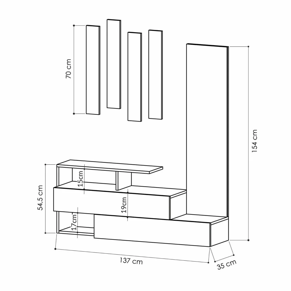 Mobili Da Ingresso|Ingresso > Dmora Mobile ingresso da parete 3 ante 170x190h cm - Barengo Bianco