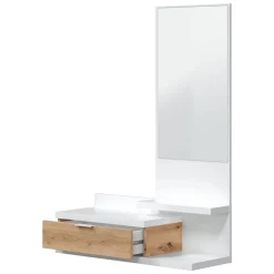 Mobile ingresso sospeso con cassetto bianco e rovere nodi 81x116h cm - Adina