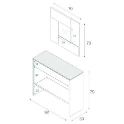 Mobile ingresso sospeso con cassetto rovere e noce 92x79h cm - Alwin