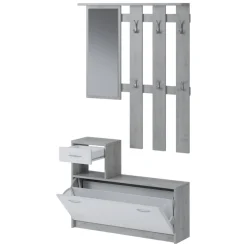 Mobili Da Ingresso|Ingresso > Dmora Mobile ingresso sospeso con scarpiera bianco e cemento 100x190h cm - Garolfo Grigio, Bianco Cemento