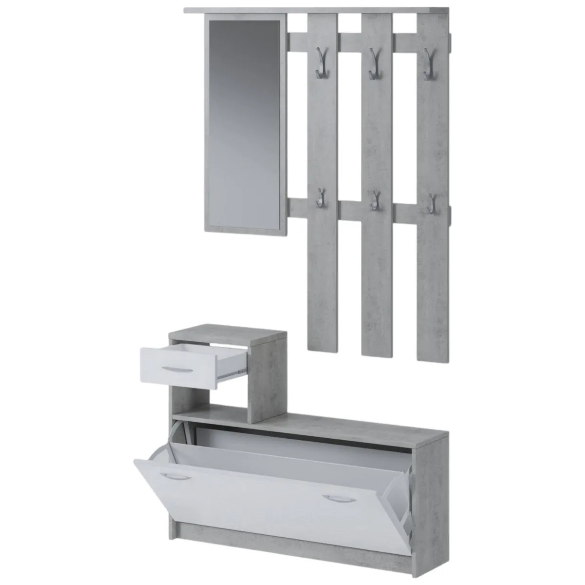 Mobili Da Ingresso|Ingresso > Dmora Mobile ingresso sospeso con scarpiera bianco e cemento 100x190h cm - Garolfo Grigio, Bianco Cemento