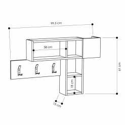 Mobile ingresso sospeso quercia e antracite 99x61h cm - Yagi
