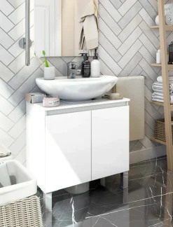 Mobile lavabo 2 ante 60x40x63h cm bianco lucido - Jerome