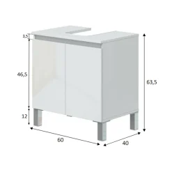 Mobile lavabo 2 ante 60x40x63h cm bianco lucido - Jerome