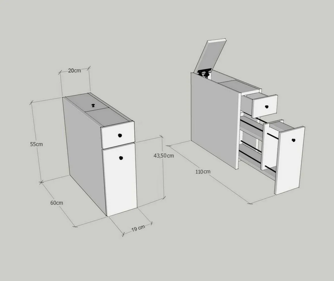 Mobile lavabo 2 cassetti 20x60x55h cm quercia - Isidora