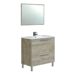 Mobili Sottolavabo > Dmora Mobile lavabo 3 cassetti 80x45x86h cm antracite e rovere - Dianmu Marrone Quercia, Nero Antracite
