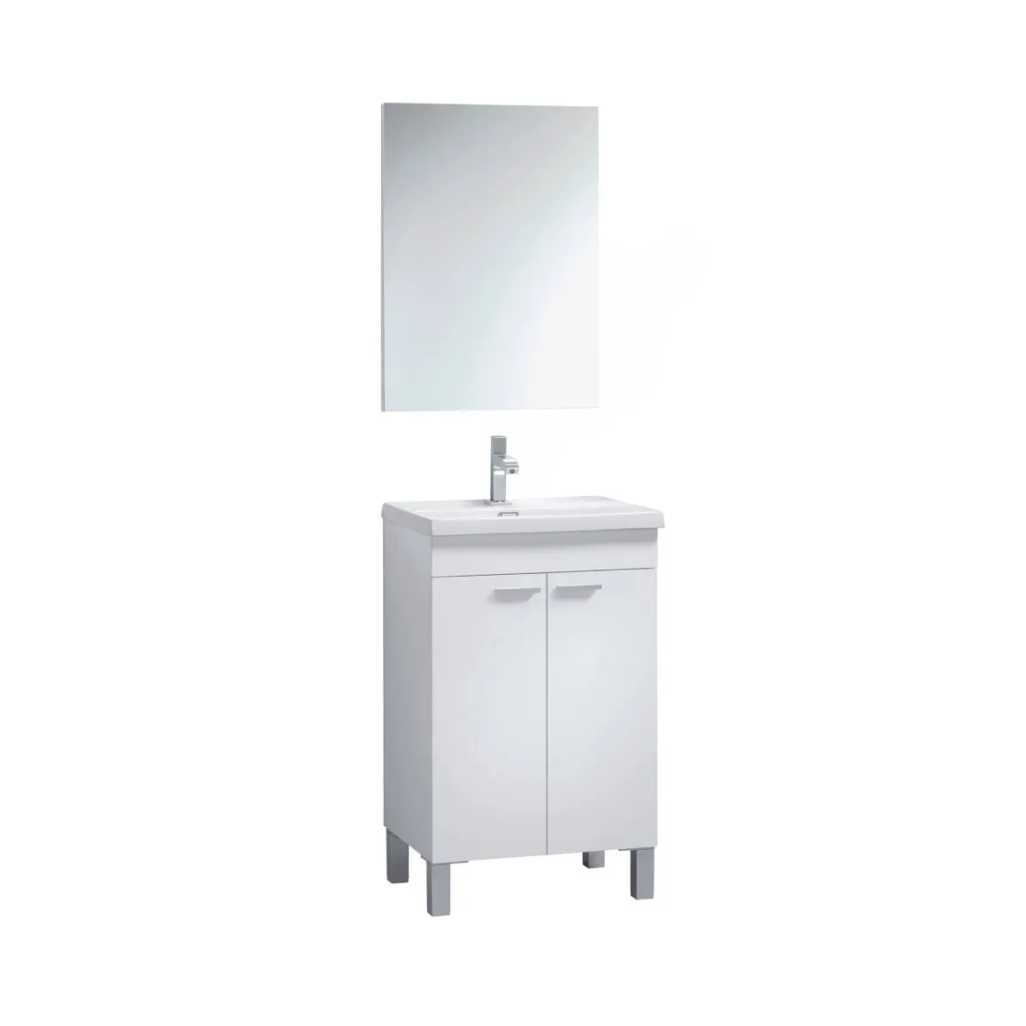 Bagno|Mobili Sottolavabo > Dmora Mobile lavabo sospeso con specchio 50x80x40h cm rovere - Almenia Marrone Rovere