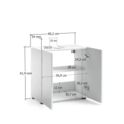 Mobili Sottolavabo > Dmora Mobile lavandino 2 ante 80x45x80h cm - Florante Bianco Lucido