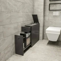 Bagno|Mobili Sottolavabo > Dmora Mobile lavandino 2 cassetti 20x60x55h cm antracite - Isidora Nero Antracite