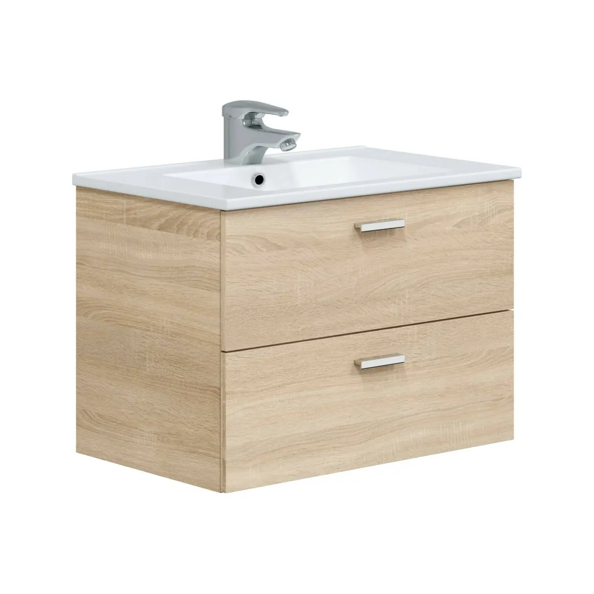 Mobili Sottolavabo > Dmora Mobile lavandino 2 cassetti 80x45x50h cm rovere - Felix Marrone Rovere