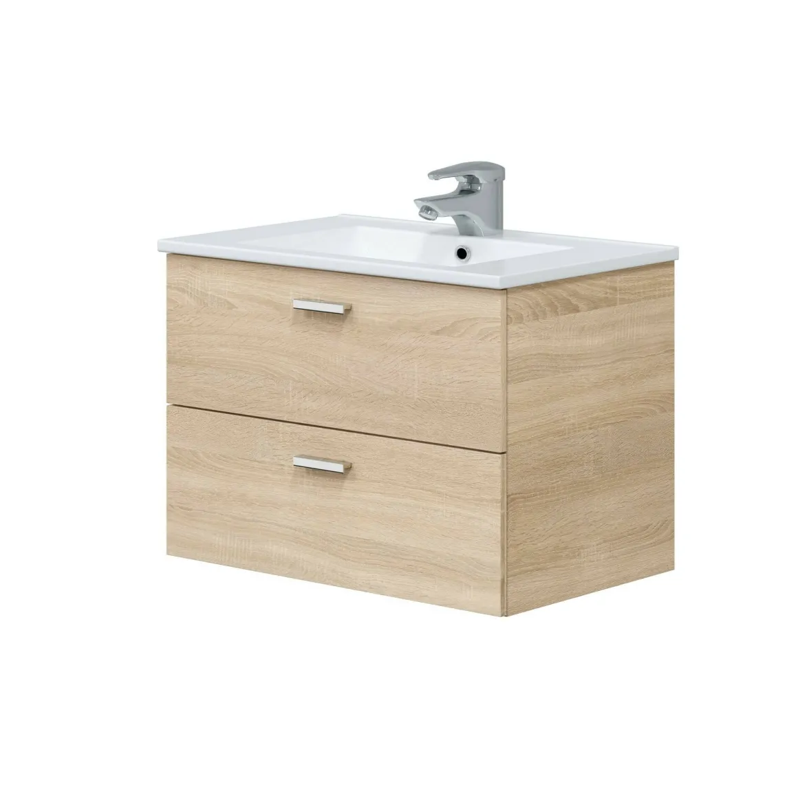 Mobili Sottolavabo > Dmora Mobile lavandino 2 cassetti 80x45x50h cm rovere - Felix Marrone Rovere