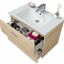 Mobili Sottolavabo > Dmora Mobile lavandino 2 cassetti 80x45x50h cm rovere - Felix Marrone Rovere