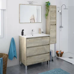 Mobile lavandino 3 cassetti 80x86x45h cm rovere - Albachiara