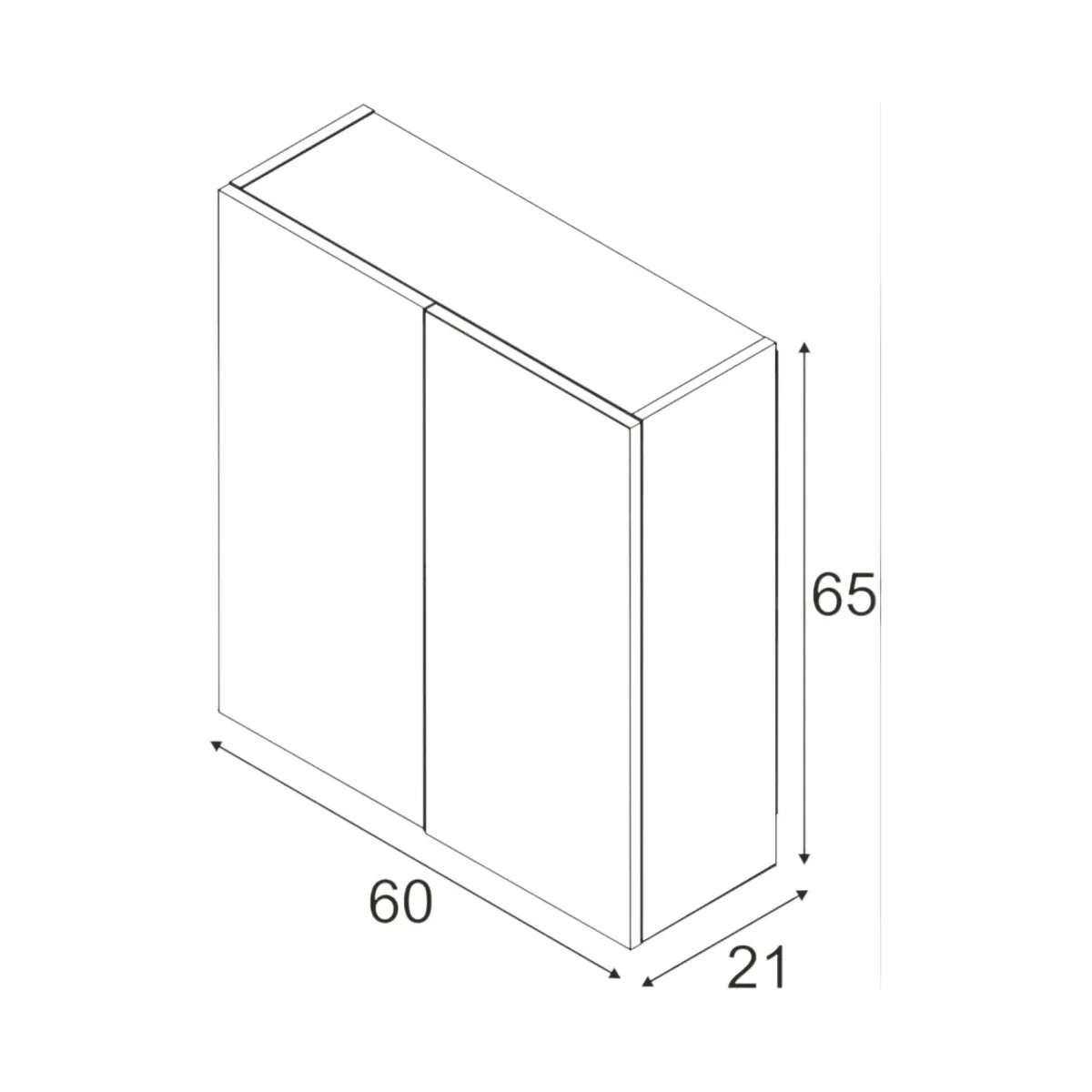 Cucina|Mobili Pensili > Dmora Mobile pensile 2 ante 60x65h cm - Andaluso Bianco Lucido
