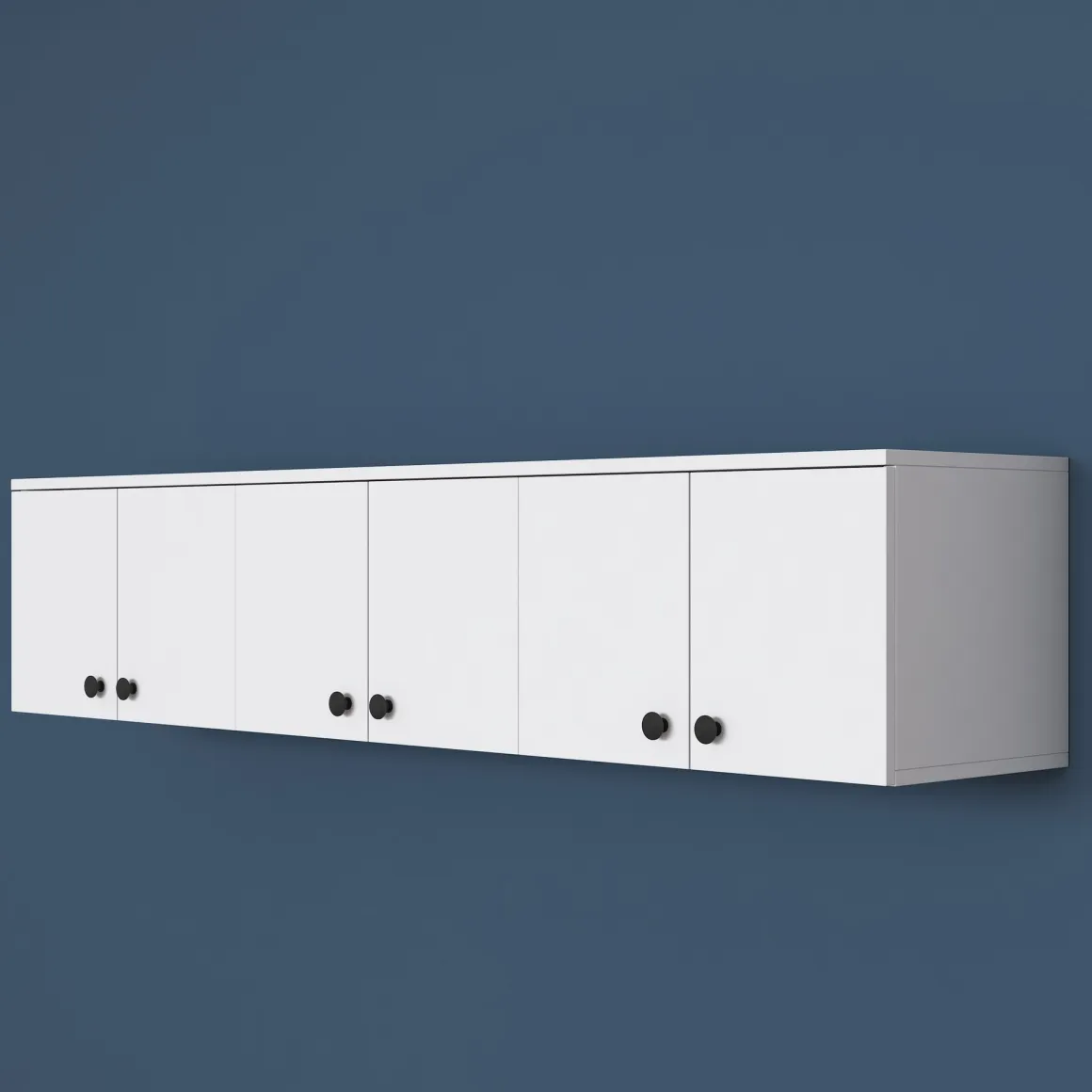Mobile Pensile Bianco Bianco 6 Ante 3 Vani 180x44h cm, Apertura Battente - Jelsi