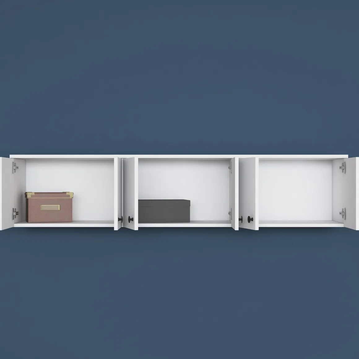 Mobile Pensile Bianco Bianco 6 Ante 3 Vani 180x44h cm, Apertura Battente - Jelsi