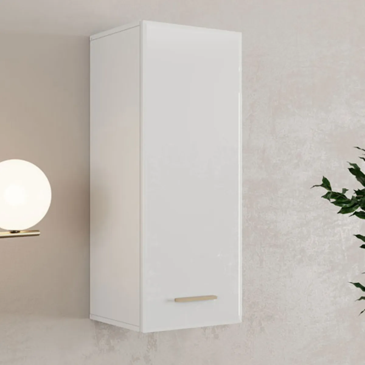Mobili Pensili > Dmora Mobile Pensile Bianco Opaco Marrone Rovere 2 Ripiani Un'anta 39x96h cm, 3 Vani - Fresis Marrone Rovere, Bianco Opaco