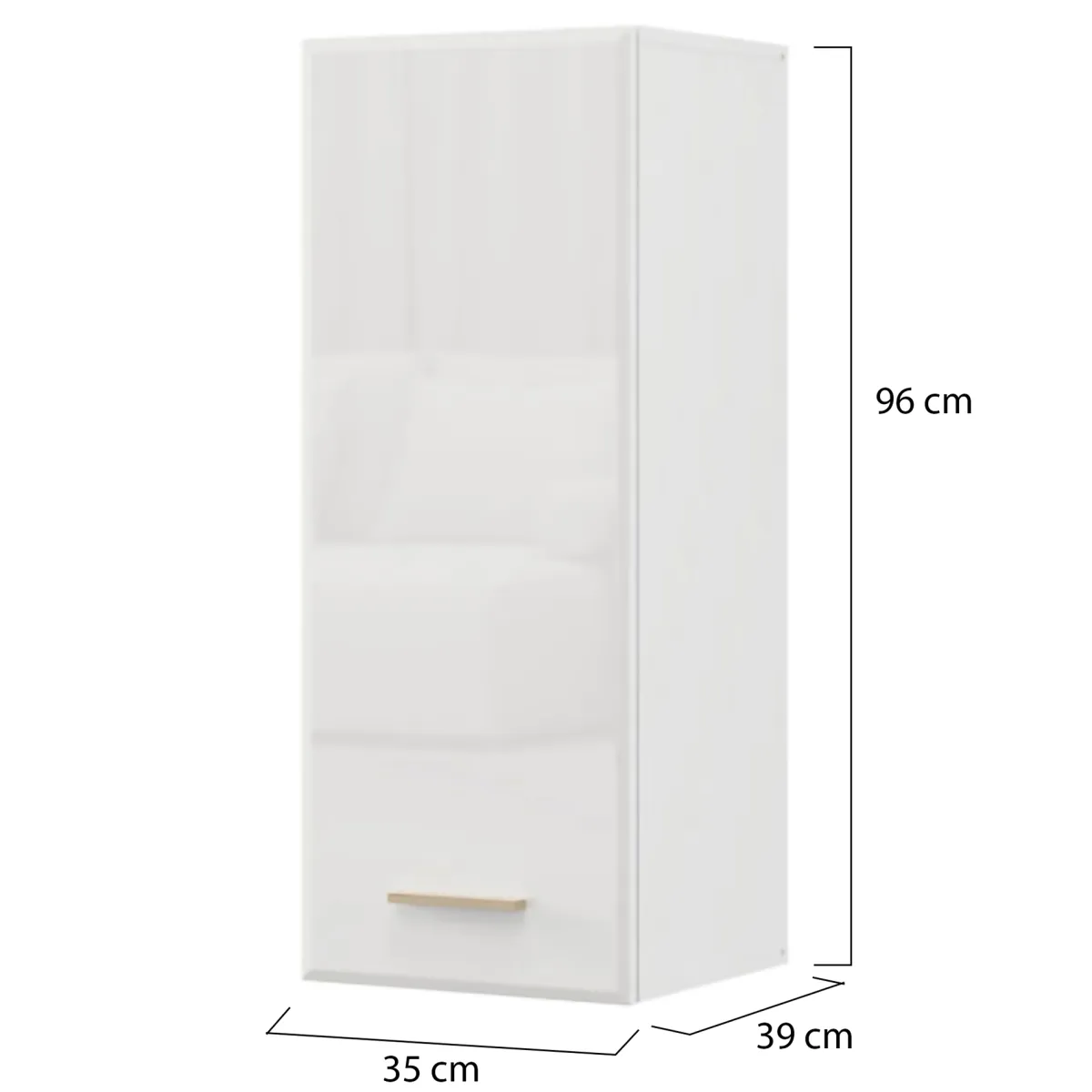 Mobili Pensili > Dmora Mobile Pensile Bianco Opaco Marrone Rovere 2 Ripiani Un'anta 39x96h cm, 3 Vani - Fresis Marrone Rovere, Bianco Opaco