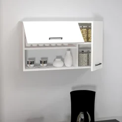 Mensola Bagno|Mobili Pensili > Dmora Mobile Pensile 2 Ripiani Apertura Battente 59x90h cm, 2 Ante - Taviano Bianco