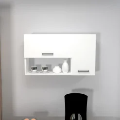 Mensola Bagno|Mobili Pensili > Dmora Mobile Pensile 2 Ripiani Apertura Battente 59x90h cm, 2 Ante - Taviano Bianco