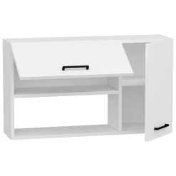 Mensola Bagno|Mobili Pensili > Dmora Mobile Pensile 2 Ripiani Apertura Battente 59x90h cm, 2 Ante - Taviano Bianco