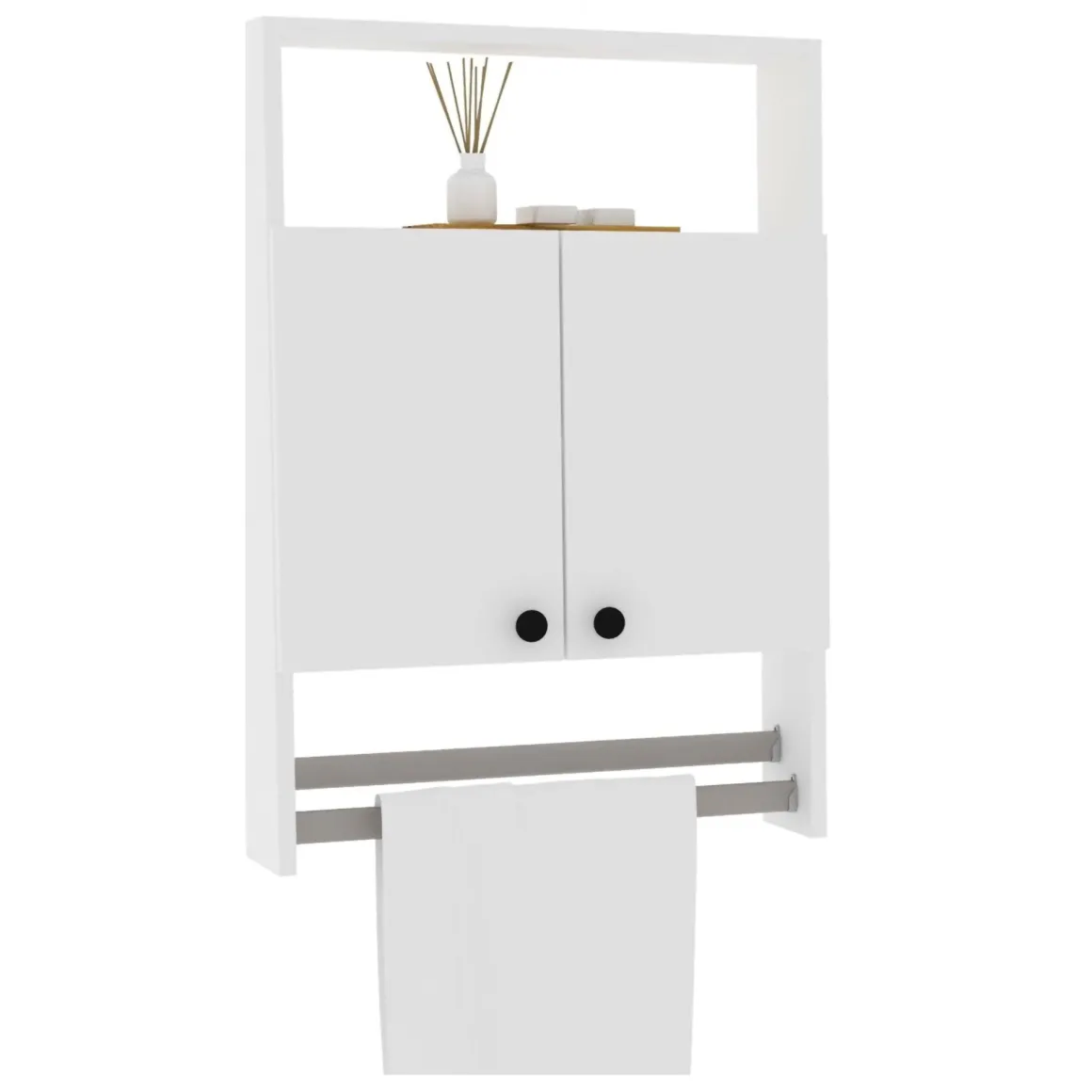 Mobile Pensile Bianco 2 Ripiani Apertura Battente 60x87h cm, 2 Ante - Tanagro