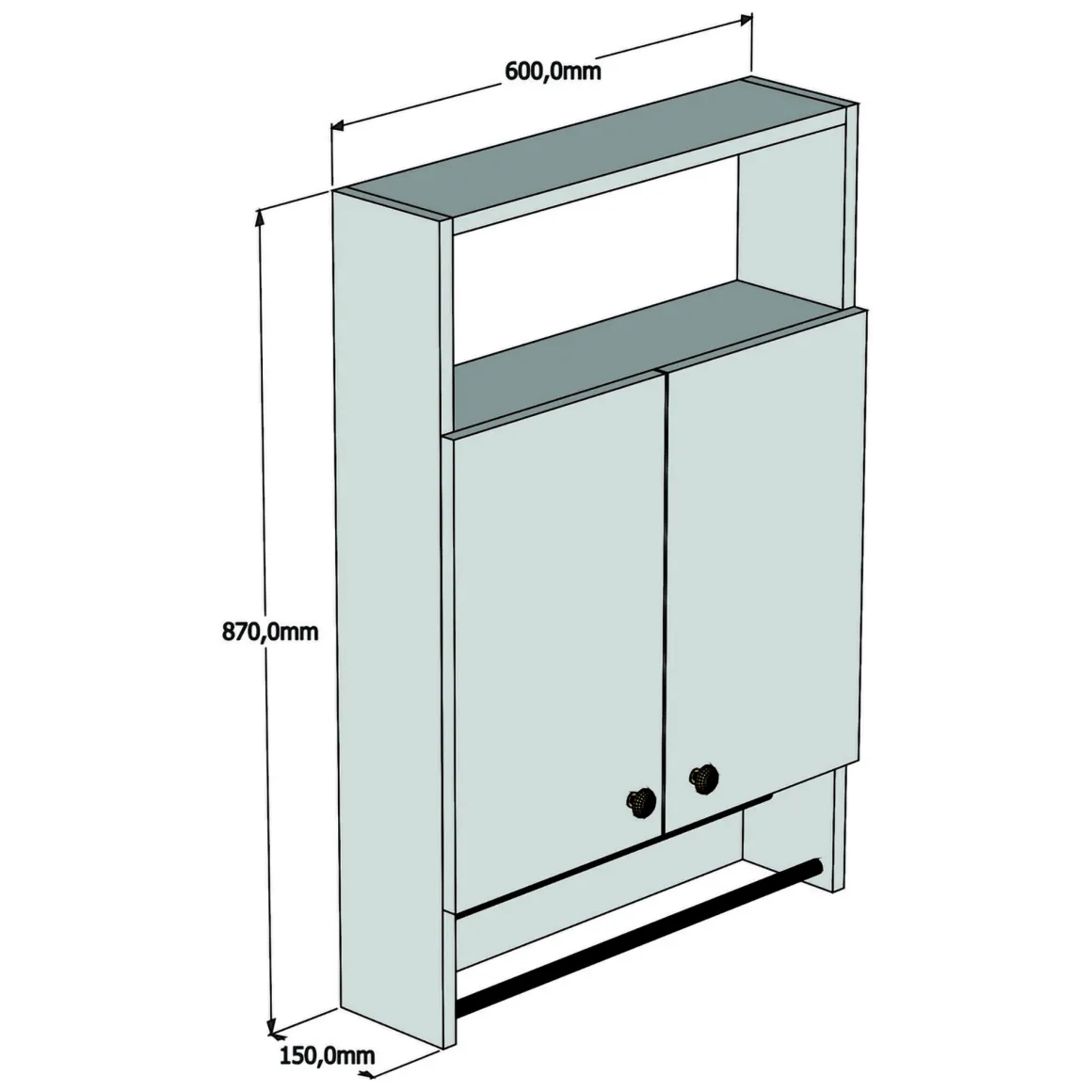 Mobile Pensile Bianco 2 Ripiani Apertura Battente 60x87h cm, 2 Ante - Tanagro