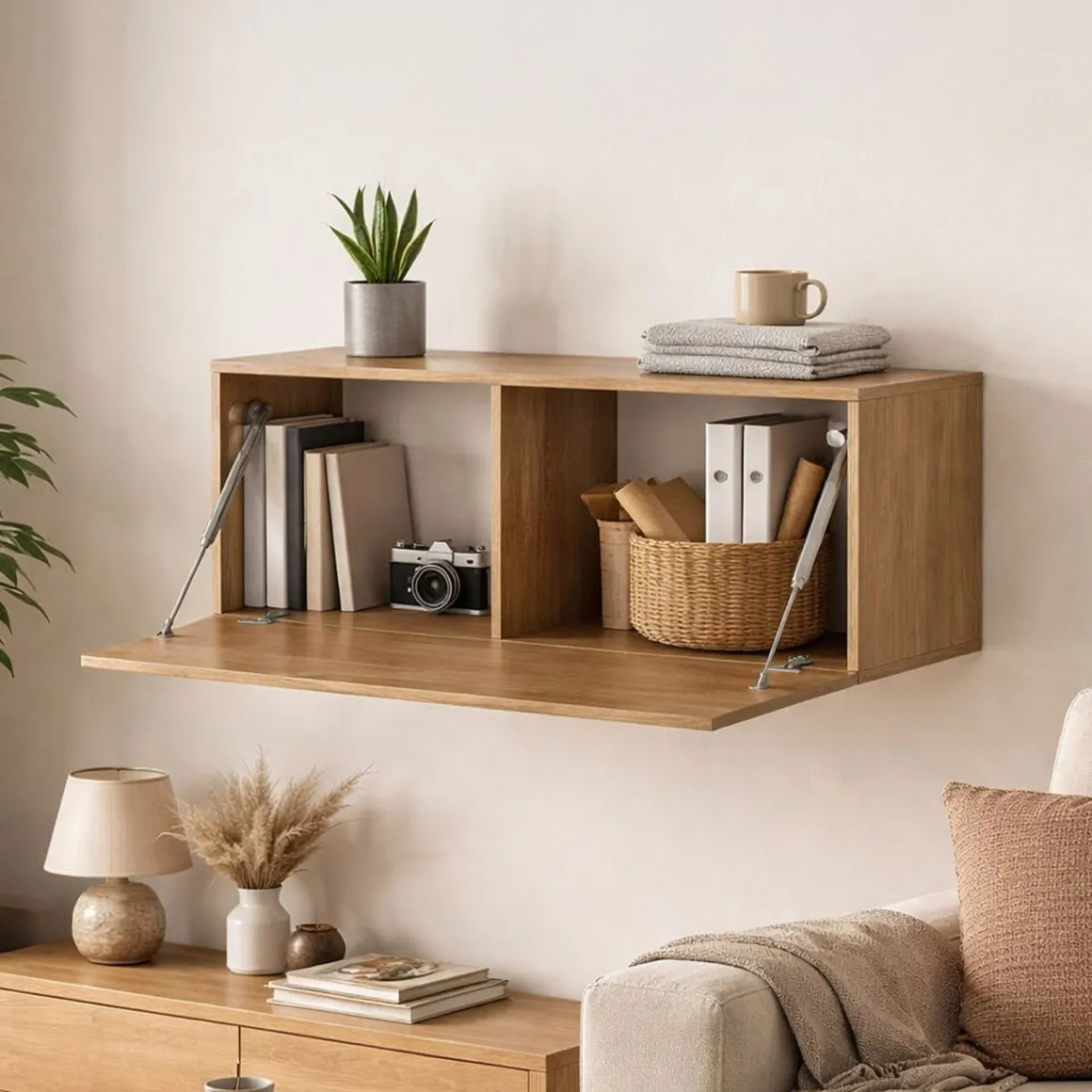 Mensola Bagno|Mobili Pensili > Dmora Mobile Pensile Modulabile un Ripiano 150x40h cm, Un'anta - Laghetto Marrone Noce