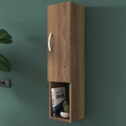 Mensola Bagno|Mobili Pensili > Dmora Mobile Pensile 2 Ripiani Un'anta 30x71h cm, 3 Vani - Tarano Marrone Noce