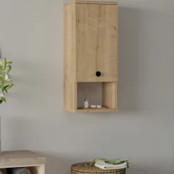 Mensola Bagno|Mobili Pensili > Dmora Mobile Pensile Marrone Rovere Bianco 4 Ante 2 Vani 120x47h cm, Apertura Battente - Rusco Bianco, Marrone Rovere