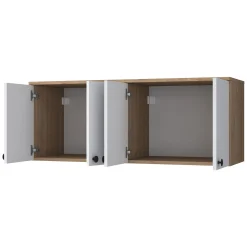 Mensola Bagno|Mobili Pensili > Dmora Mobile Pensile Marrone Rovere Bianco 4 Ante 2 Vani 120x47h cm, Apertura Battente - Rusco Bianco, Marrone Rovere