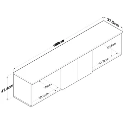 Mensola Bagno|Mobili Pensili > Dmora Mobile Pensile Marrone Rovere Bianco 6 Ante 3 Vani 180x44h cm, Apertura Battente - Jelsi Bianco, Marrone Rovere