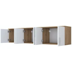 Mobile Pensile Marrone Rovere Bianco 6 Ante 3 Vani 180x41h cm, Apertura Battente - Arazzo